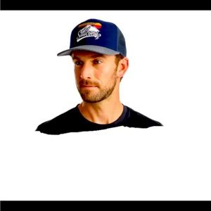 Saucony Trucker Cap Retro Style Snapback OSFM Mesh Navy Blue Gray Hat